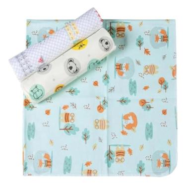Imagem de Kit 3 Cueiros Estampado Flanelado Bebê Menino e Menina 80x50cm (Neutro)