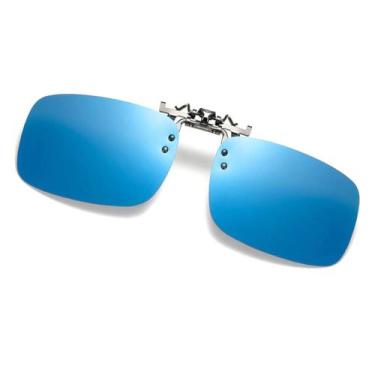 Imagem de Clip On Oculos De Sol P/ Oculos De Grau Viajar Dirigir Uv400 Lente Azu