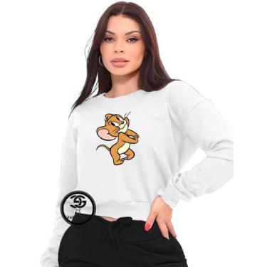 Imagem de Moletom Feminino Personalizado Desenho Tom e Jerry Modelo Gola Careca 