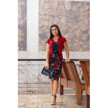 Imagem de Vestido Estampado Plus Size Tubinho Midi Evangélico Social Roupas Cris