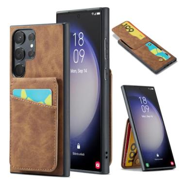 Imagem de Capa de couro PU com suporte para telefone para Samsung Galaxy A13 14 15 22 23 24 25 33 34 35 51 52 53 54 55 71 72 73 Capa tipo carteira, marrom, para Samsung A14 5G