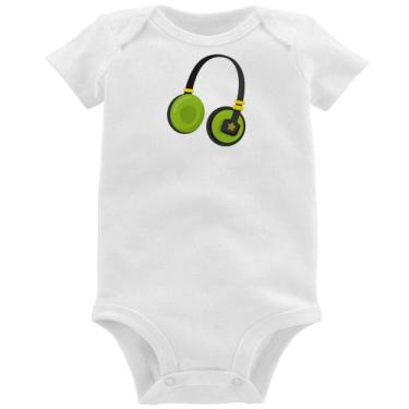 Imagem de Body Bebê Headphone Verde - Foca na Moda, Branco, GG