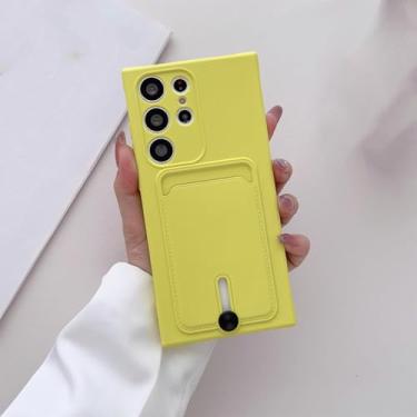 Imagem de HPQWN Para S24 Ultra Phone Case Wallet com porta-cartão Soft Tpu Cover (Para S24 Ultra/Amarelo)