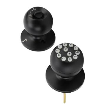 Imagem de Teclado de metal premium cadeado de porta elegante forma de bola redonda para portas de madeira, senha de acesso por chave de entrada, segurança para escritório doméstico (preto)