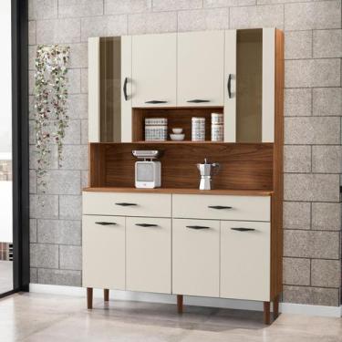 Imagem de Kit Cozinha Golden 8 Portas Com Nichos  Nogueira / Off White - Kits Pa
