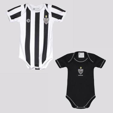 Imagem de Kit Atlético Mineiro Bodys Preto e Listrado - Torcida Baby, GG