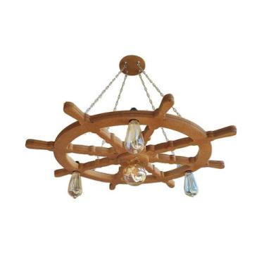 Imagem de Lustre Luminária Pendente 85cm Leme De Navio Rústico 4B - Eco.Start e-