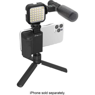 Imagem de Digipower - Kit Follow ME Vlogging para telefones e câmeras - Inclui microfone, luz LED, controle remoto Bluetooth, alça de telefone e tripé-DPS-VLG4