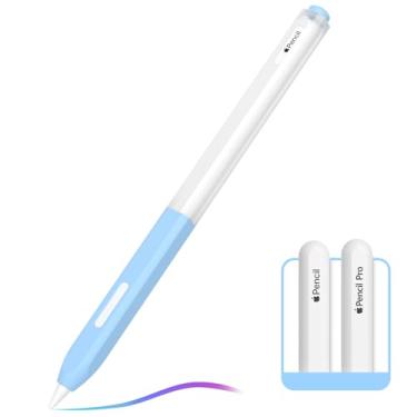 Imagem de AZF Capa para Apple Pencil Pro com design translúcido dividido para Apple Pencil 2/Pro, capa de silicone para Apple Pencil 2ª geração, aderência perfeita, suporta carregamento sem fio e toque duplo