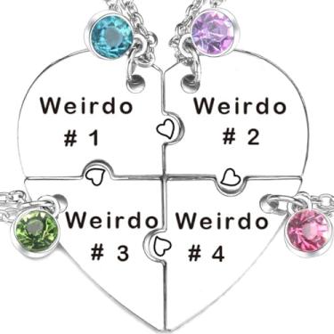 Imagem de TISDA Colar de coração Bff para 5, conjunto de 6 colares Best Friend, Weirdo 1 2 3 4 Sister Friendship Jewelry em aço inoxidável, 18.0 Inches, Aço inoxidável, Sem Pedra Preciosa