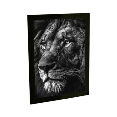 Imagem de Quadro Decorativo Leao Perfil Preto E Branco Judá Decoração Poster Quarto Sala
