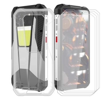 Imagem de AQGGIIXY Pacote com 4 películas de vidro temperado + capa para Unihertz 8849 Tank 3 Pro (6,8 polegadas), protetor de tela de dureza 9H e capa de silicone macio bumper capas protetoras de TPU
