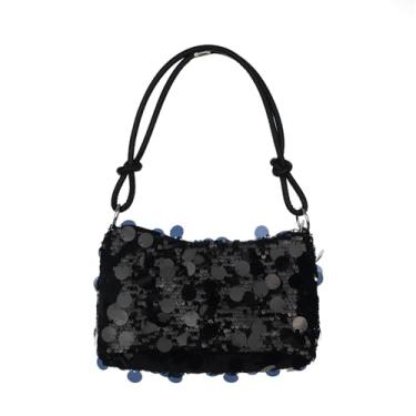 Imagem de Sither Bolsa para noite grande de lantejoulas para noite bolsas femininas brilhantes com glitter para presente de festa de Halloween, Preto, Medium
