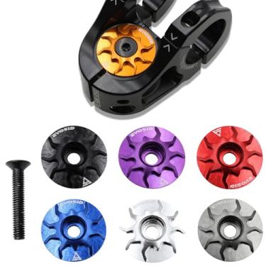 Imagem de EVOSID Tampa superior do fone de ouvido de bicicleta com parafusos, tampa de haste de bicicleta CNC de liga de alumínio de 31,8 mm/1,3 pol. para garfo dianteiro de 28,6 m e hastes de bicicleta de