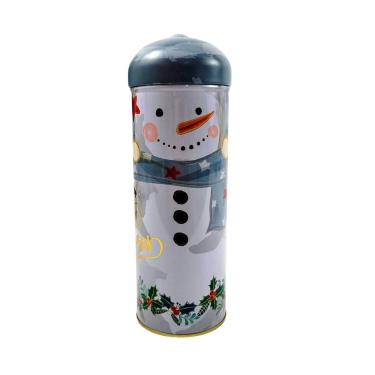 Imagem de Lata Natalina De Metal 25X8Cm Boneco De Neve Pote
