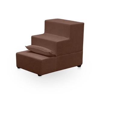 Imagem de Escadinha Para Pet Baú Escadinha Para Cachorro E Gato Subir Na Cama 3 Degrau Suede Marrom Claro