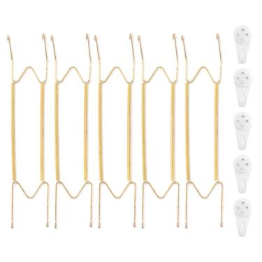 Imagem de Cabides de parede para parede de 28 a 50 cm, pacote com 5, dourado