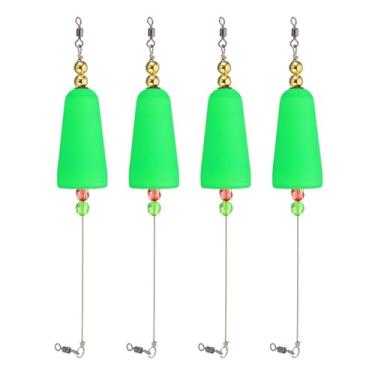 Imagem de PATIKIL Boias de pesca de 24 cm, pacote com 4 boias cônicas, boias flutuantes, boias pesadas, equipamentos de pesca com contas de cobre para equipamentos de pesca em água salgada e doce, verde