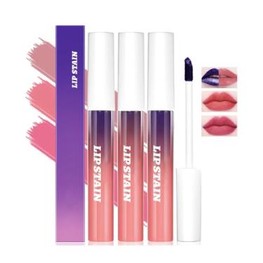 Imagem de Dulele 3Pcs Peel Off Lip Stain, Matte Peel Off Lip Gloss Long Wear Lip Stain Peel Off Lipstick Set, À Prova D'Água Altamente Pigmentado Peel Off Lip Tint Stain (Rosa, 1)