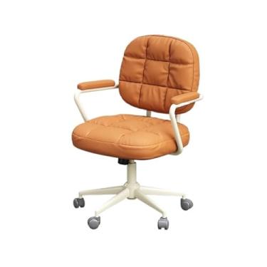 Imagem de Cadeira de Escritório Cadeira de escritório couro pu encosto confortável cadeira de escritório doméstico feminino quarto elevador cadeira giratória cadeira de maquiagem Cadeira Gamer(Brown)