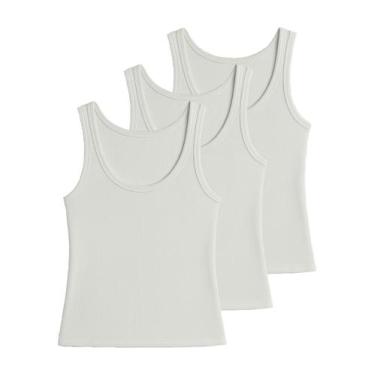 Imagem de Kit com 3 Blusas Feminina Regata Hering N1te, Branco, M