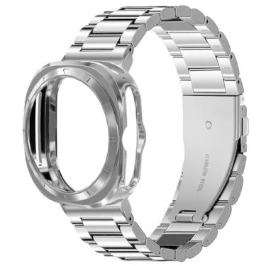Imagem de VINIUSIKI Pulseira masculina de aço inoxidável LTE Ultra de 47 mm com proteção de TPU, pulseira de metal de 22 mm para Samsung Galaxy Watch 7 Ultra, prata