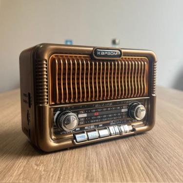 Imagem de Radio BT Retro Vintage Cor Marrom AM/FM - KAPBOM