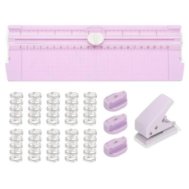 Imagem de PATIKIL Cortador de papel, cortador de papel deslizante A4 reto portátil com furador, lâmina de substituição e fichário para cartolina artesanal, cartão de etiqueta, álbum de recortes, roxo