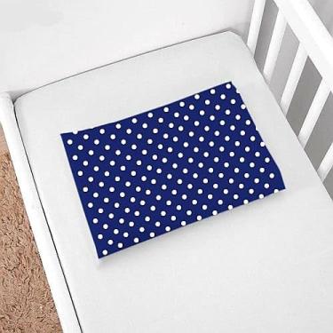 Imagem de Kit 4 Fronha Berço Simples 30x40 Capa De Travesseiro Infantil 100% Algodão Bainha (Poá Marinho)