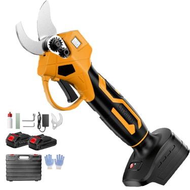 Imagem de Podador De Galhos Eletrico,Podador De Galhos,Podador De Galhos A Bateria,com 2 baterias de lítio, lâminas de titânio SK5, diâmetro de corte de 30 mm, visor LCD