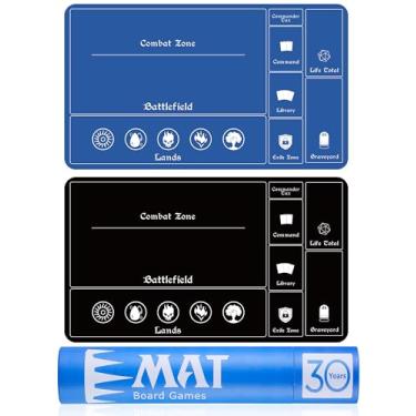 Imagem de Biouai MTG Playmat Stitched with Magic Zones, Game Mats Tabletop 24x14 inch for MTG/TCG Card Battles Commander Deck Gaming Desk Mat Duel Mat Card Gameplay Mats for Beginner (Black & Blue)