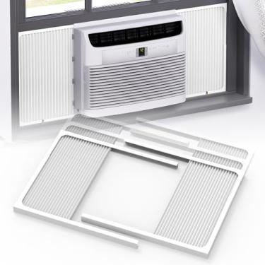 Imagem de Memrita Painéis laterais de ar condicionado de janela com moldura ajustável, painéis laterais de ar condicionado universal para janelas de 14.000 a 22.000 BTU, painéis de isolamento de ar condicionado