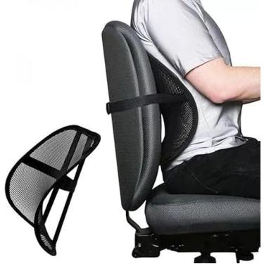Imagem de Apoio Lombar Ergonômico Corretor Postural Suporte Ortopédico Confortável Encosto Cadeira Esferas Massageadoras Elástico de Fixação