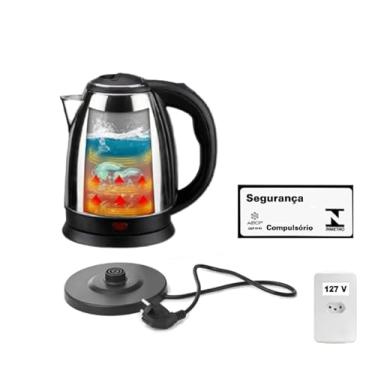 Imagem de Chaleira Jarra Elétrica Ferve1,8L de água em apenas 4 minutos com Desligamento Automático e Aço Inox 110v - Alta Potência 1000W