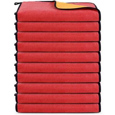 Imagem de Kit 10 Panos Multiuso Em Geral Dupla Face Flanela Microfibra Para Limp