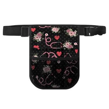 Imagem de Gomyblomy Pochete de enfermeira de grande capacidade para guardar cinto de ferramentas de enfermagem com bolsos de equipamentos, bolsa de cintura prática para enfermeiros e médicos, Estetoscópio e