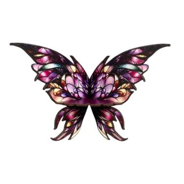 Imagem de Fenteer Butterfly Corner Shelf, Boho Decor Exibir prateleira, prateleira de parede de canto de madeira para brinquedos femininos fotos de berçário Deor, B
