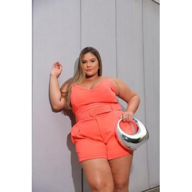 Imagem de Conjunto Plus Size Alfaiataria Shorts e Cropped Laranja - Zara - Elas 
