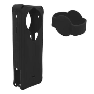 Imagem de SZZCNOX A capa protetora serve para câmera de ação panorâmica Insta360 X5, capa protetora de silicone com tampa de lente para acessórios de câmera esportiva Insta360 X5 (preto)