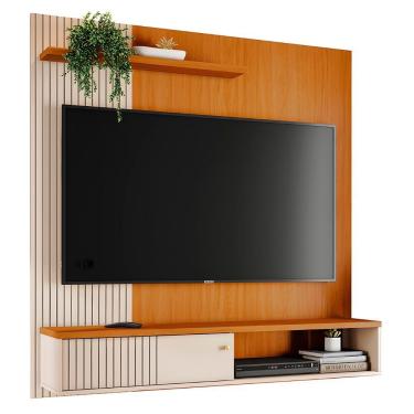 Imagem de Painel Tv 65 Pol E Bancada Suspensa Neris Z10 Off-cinamomo - Mpozenato