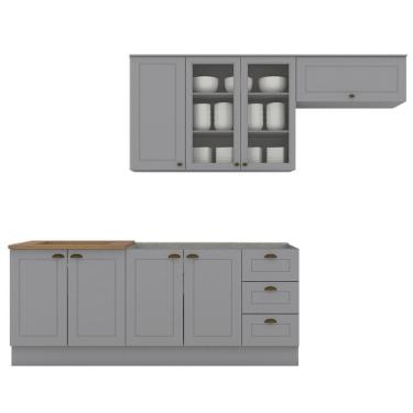 Imagem de Cozinha Modulada 5 Pecas 280cm Ce379 Americana Cinza Nature Henn Cinza Nature