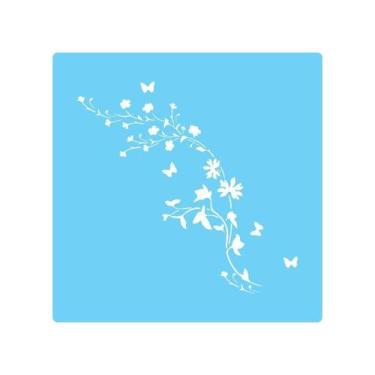 Imagem de Stencil De Parede Tamako Floral - 55 X 55Cm - Ref 288 - Stencil Tamako