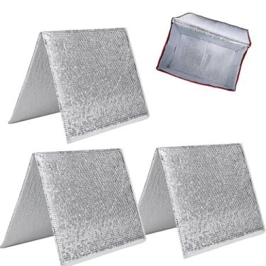 Imagem de Bodaon Pacote Com 3 Unidades De Fundo Rígido Removível Para Sacolas 58 Cm Largura X 35 Profundidade, Prato Isolado Dobrável Extragrande Compras Reutilizáveis, Suporte Resistente Bolsa Térmica Entreg