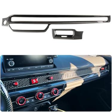 Imagem de Fancemot Painel de painel central de fibra de carbono capa de acabamento de saída de ar CA compatível com Honda Civic de 11ª geração 2022 2023 2024 2025