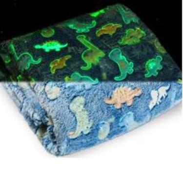 Imagem de Cobertor Manta Infantil Mágico, Brilha no Escuro, Aconchegante e Confortável- QH Shopp (Azul Dino)