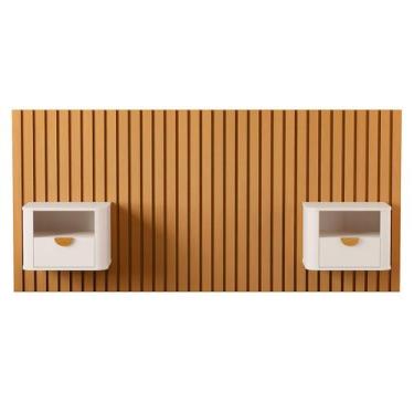 Imagem de Cabeceira Solteiro Buriti 2 Gavetas Ripado Off White - Jb Bechara, Bra