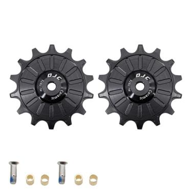 Imagem de DJC Roda de rolamento de cerâmica para bicicleta, 2 peças, rolo guia 11T 12T 13T 14T 15T 16T 17T MTB Road Bike Derailleur traseiro para Shimano para polia Sram (preto 2 peças 12T)