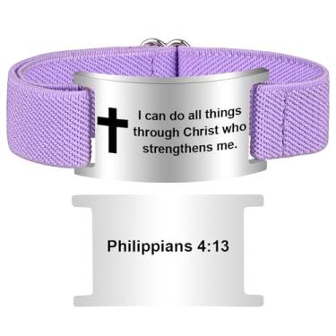 Imagem de Pmormyy Pulseira de cruz com versículo bíblico para mulheres e homens, pulseira ajustável de presente de Jesus é rei cristão WWJD, One Size, Aço inoxidável, Sem Pedra Preciosa