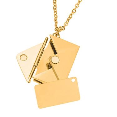 Imagem de YZYDF Colar com medalhão envelope, aço inoxidável, ouro, prata, Love You, mensagem secreta, pingente de joia para presente, As Pic Shows, Aço inoxidável