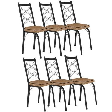 Imagem de Kit 6 Cadeiras Aço Carbono Tubular Metálica Acabamento Fosco D-28 Julia